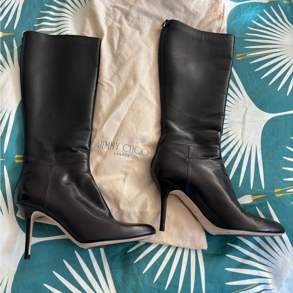 Jimmy Choo Tall Leather Boot With Dustbag